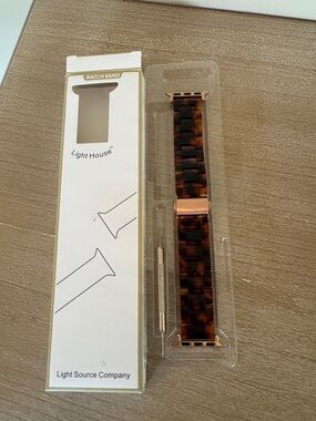 Tortoiseshell Link Watch Band with Rose Gold Adapters